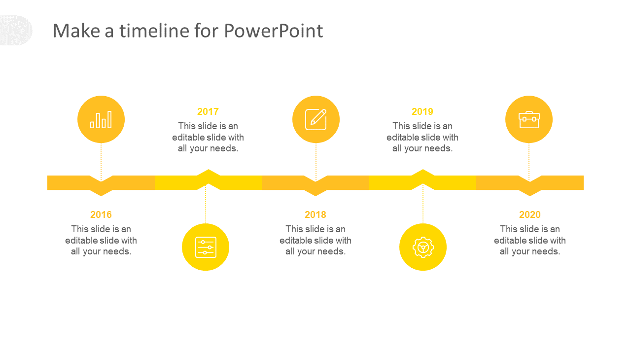 Free - Make A Timeline For PowerPoint With Five Node